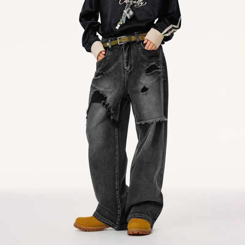 Mmlg Jeans Unisex Washed Denim Black-4