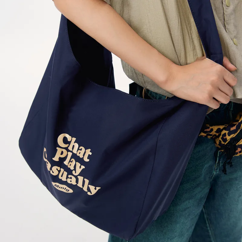 Mmlg Polyester Shoulder Bag Medium Size Unisex Beige Apricot/Red/Marine Blue-12