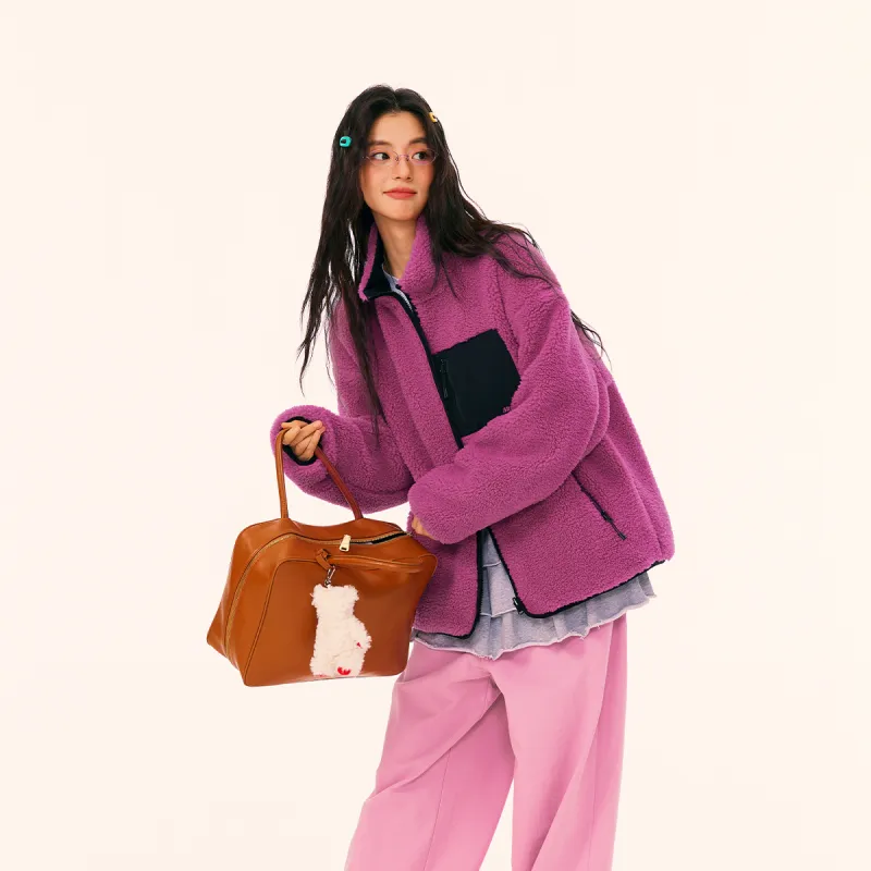 Mmlg Velvet feel Coat Unisex Fuchsia-4