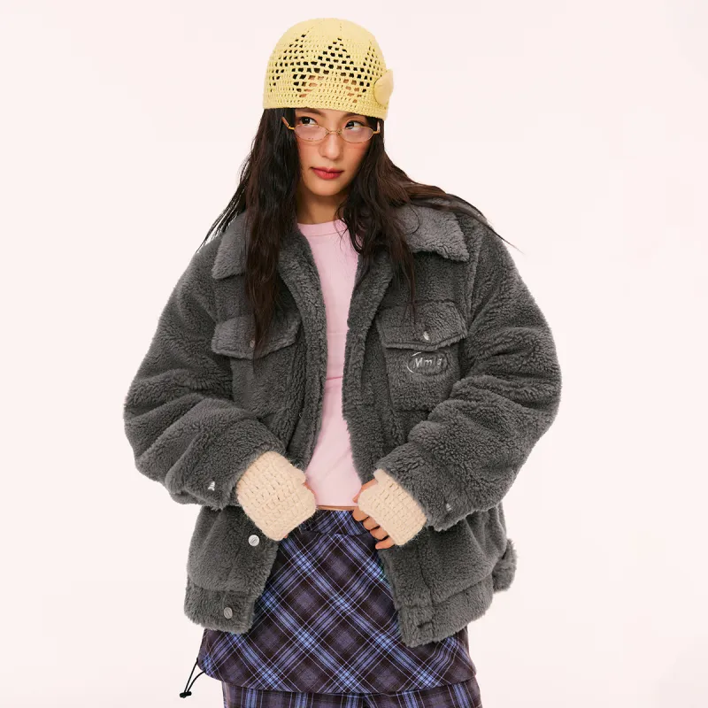 Mmlg Velvet feel Coat Unisex Dark Gray-4