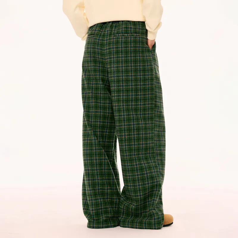 Mmlg Casual Pants Unisex Green Plaid-3