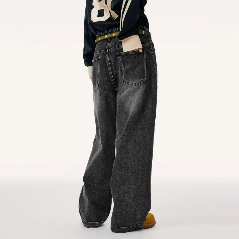 Mmlg Jeans Unisex Washed Denim Black-3