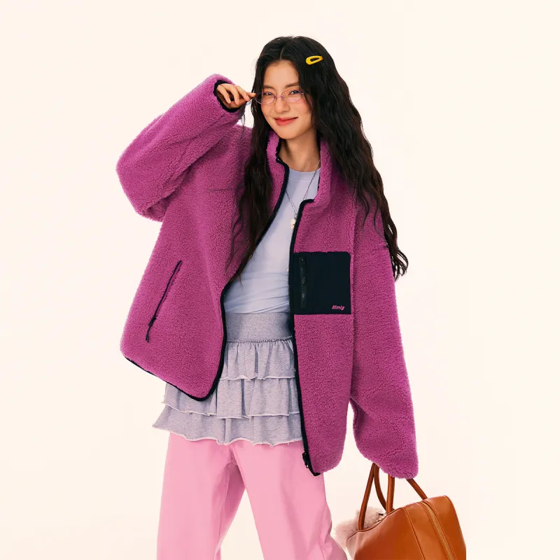 Mmlg Velvet feel Coat Unisex Fuchsia-2
