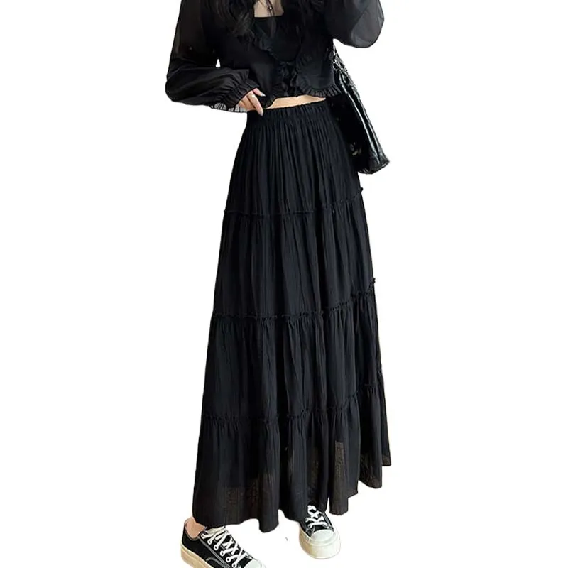 GOSO Casual Long Skirt Women's Black-3