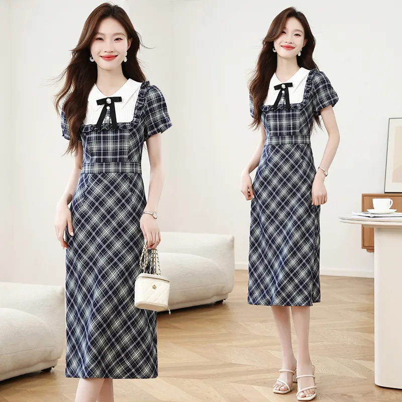 GOSO Casual Long Skirts Women's Plaid-1