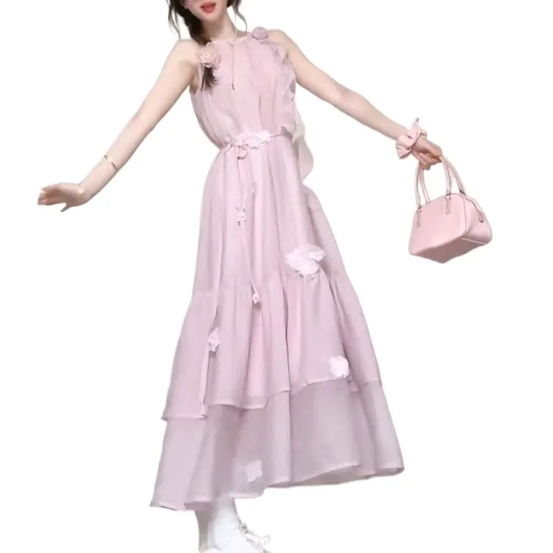 GOSO Sleeveless Dresses Women's Pink-1