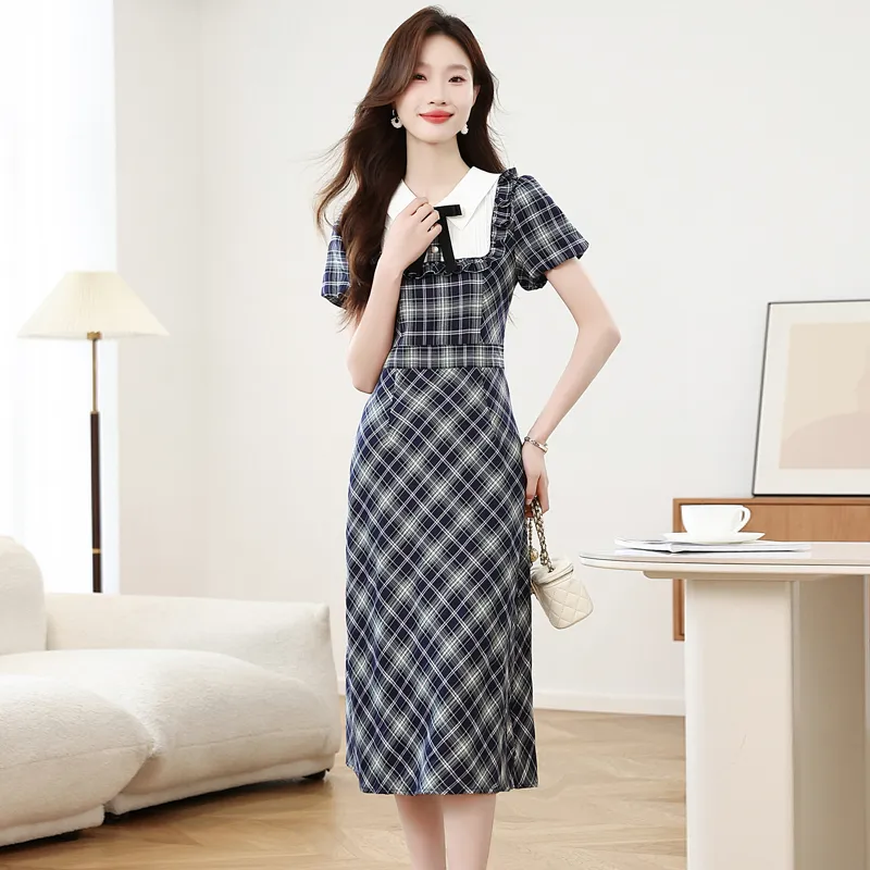 GOSO Casual Long Skirts Women's Plaid-4