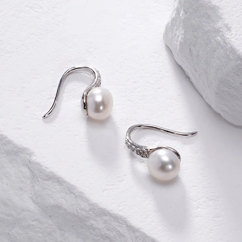 JINGUIFU Freshwater Pearl Stud Earrings Women's-3
