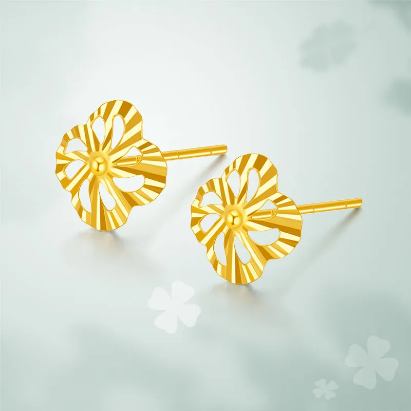 JINGUIFU 18K Gold Stud Earrings Women's-3