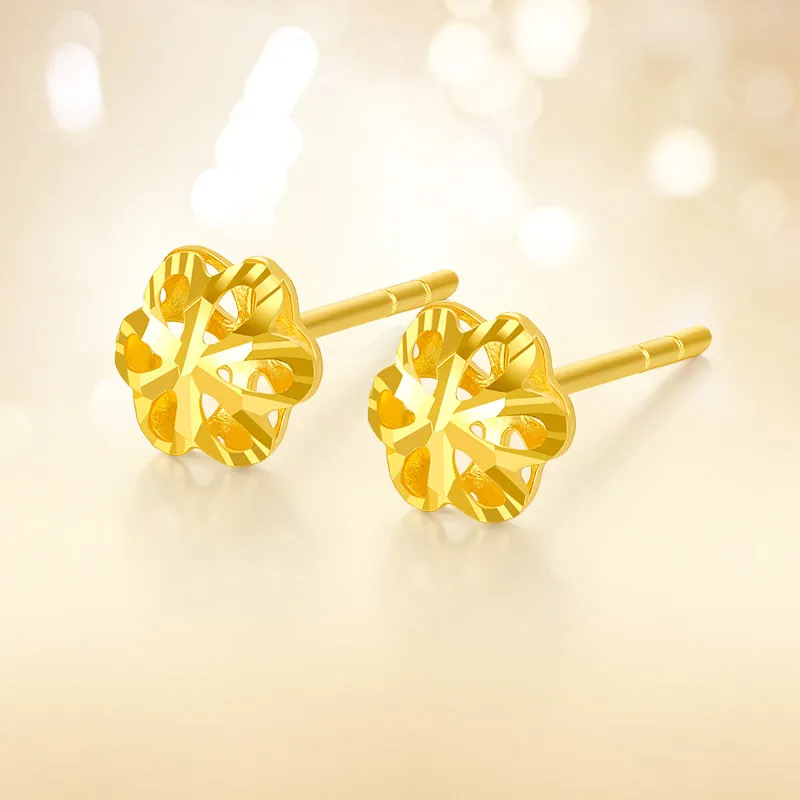 JINGUIFU 18K Gold Stud Earrings Women's-3