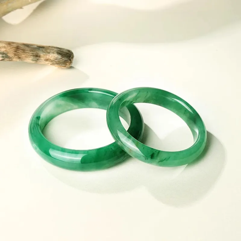 JINGUIFU Natural African Emerald Bangles Women's-4