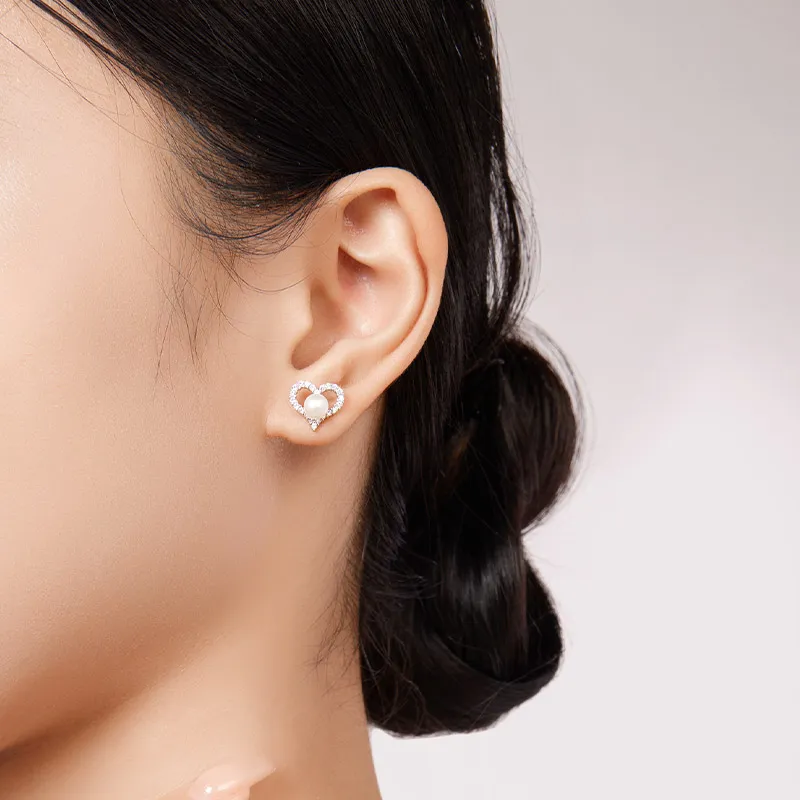 JINGUIFU Freshwater Pearl Stud Earrings Women's-4