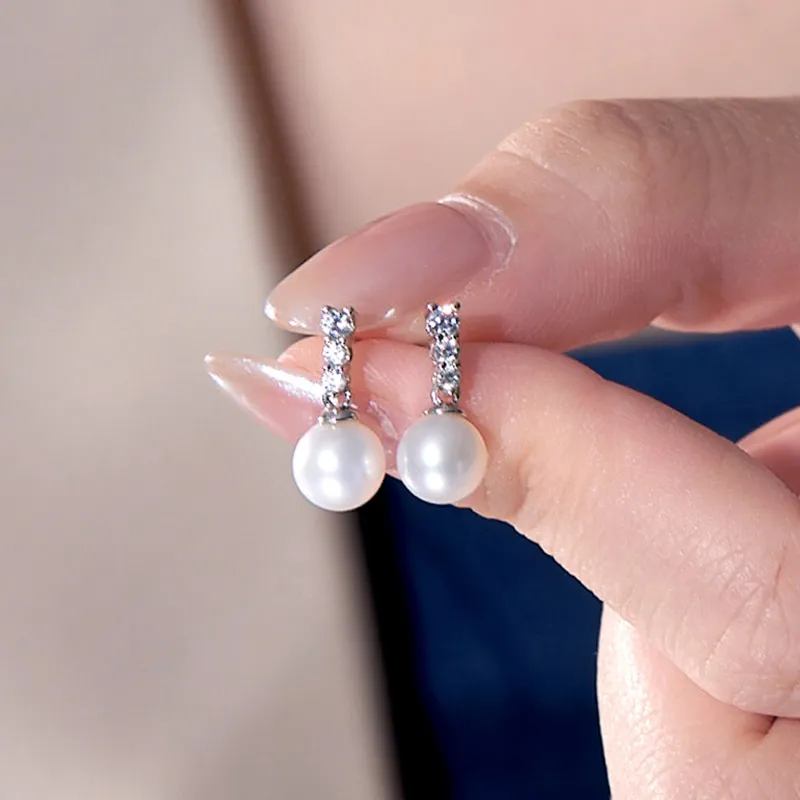 JINGUIFU Freshwater Pearl Stud Earrings Women's-3
