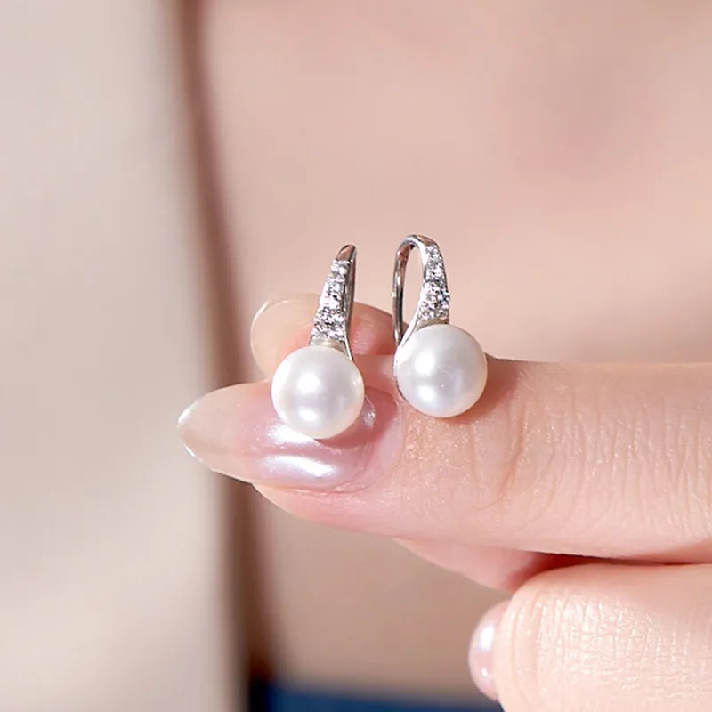 JINGUIFU Freshwater Pearl Stud Earrings Women's-4
