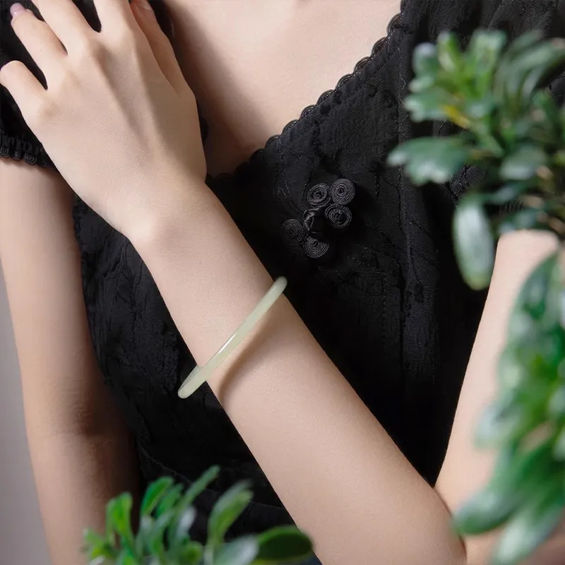 JINGUIFU Bangles Green Jade Women's-2