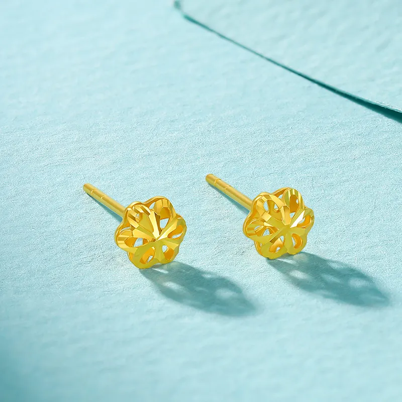 JINGUIFU 18K Gold Stud Earrings Women's-4