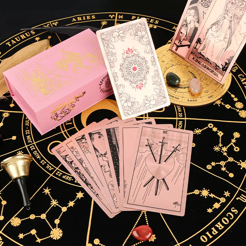 JINBANG Wite Tarot Collection, Gold Foil PVC Waterproof, Tarot Board Games-25