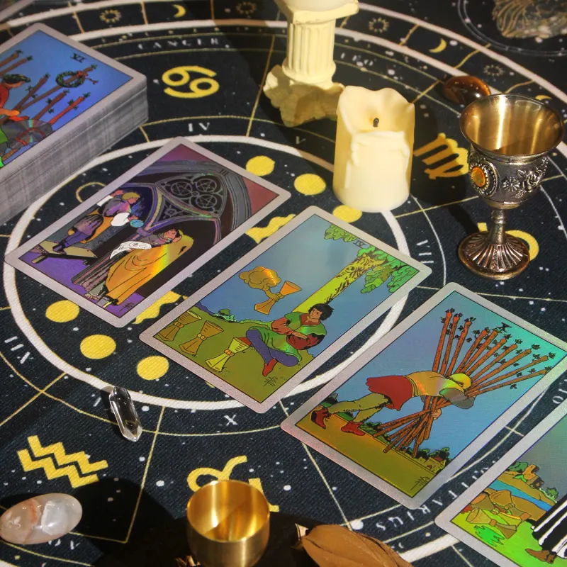 JINBANG Wite Tarot Collection, Gold Foil PVC Waterproof, Tarot Board Games-64