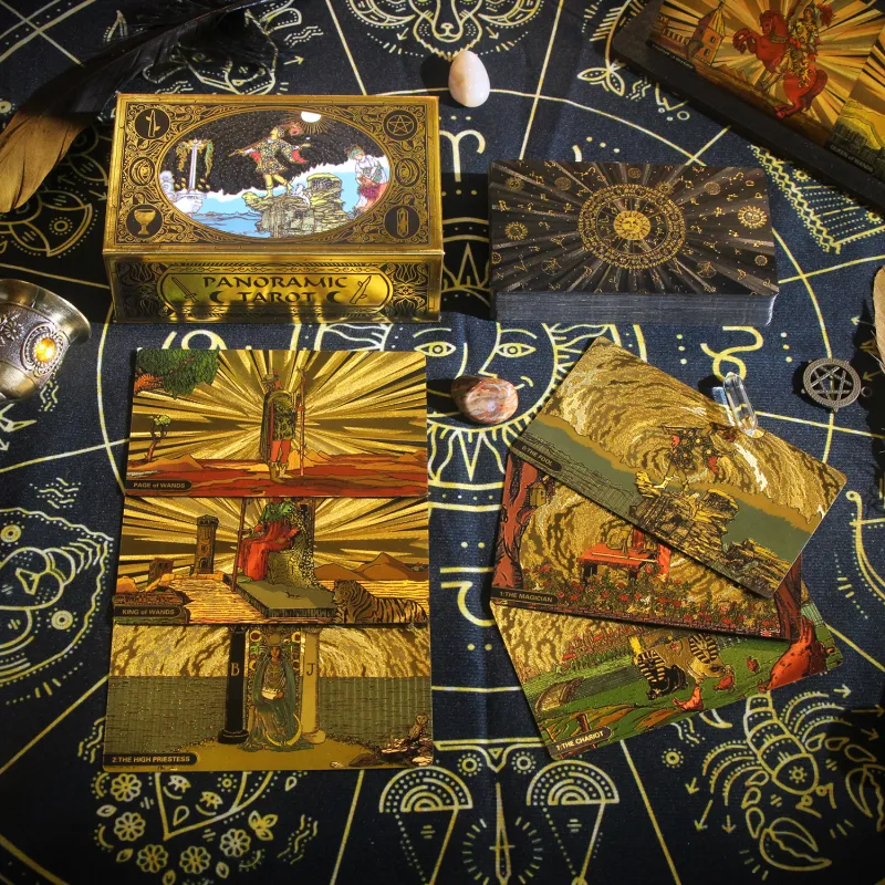 JINBANG Wite Tarot Collection, Gold Foil PVC Waterproof, Tarot Board Games-72