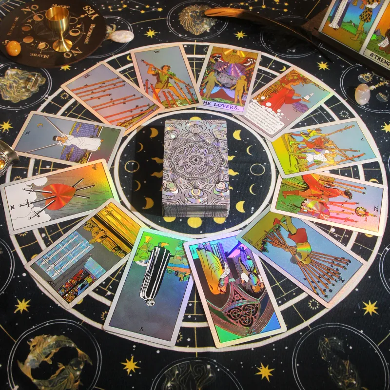 JINBANG Wite Tarot Collection, Gold Foil PVC Waterproof, Tarot Board Games-65