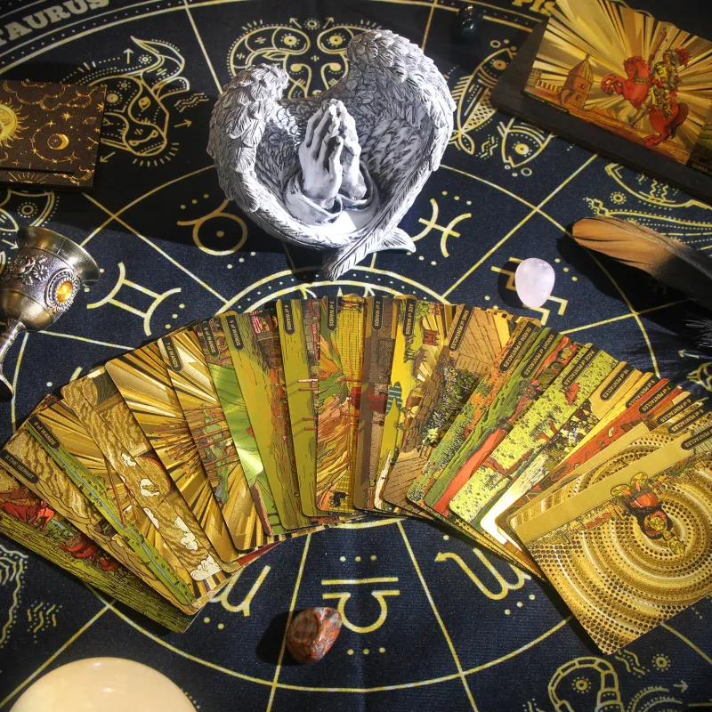 JINBANG Wite Tarot Collection, Gold Foil PVC Waterproof, Tarot Board Games-73