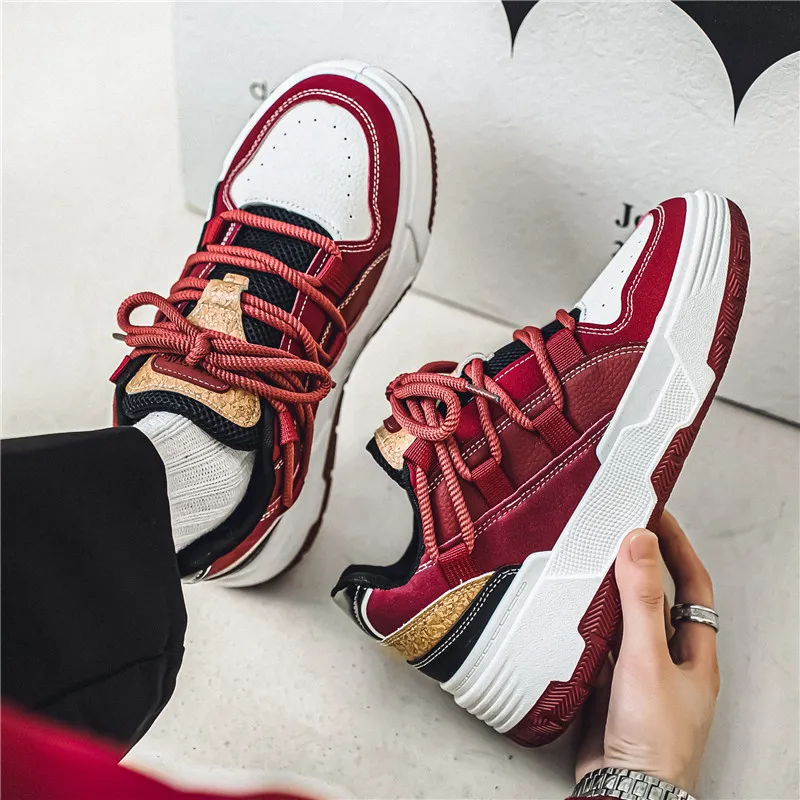 WELKIN&WZWJ Anti-Slip And Wear-Resistant Breathable Low-Top Skateboard Shoes Men's Burgundy-4