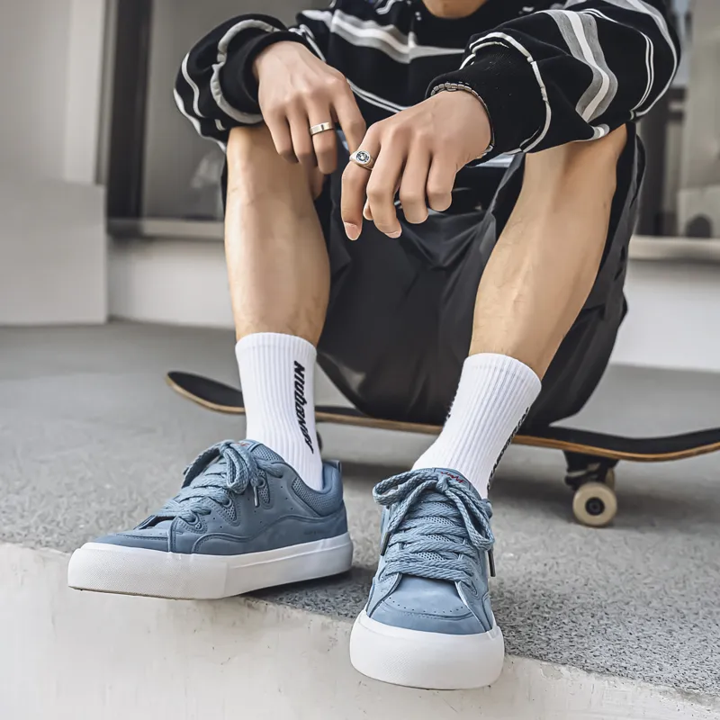 WELKIN&WZWJ Low Top Skateboard Shoes Men's Haze Blue-5
