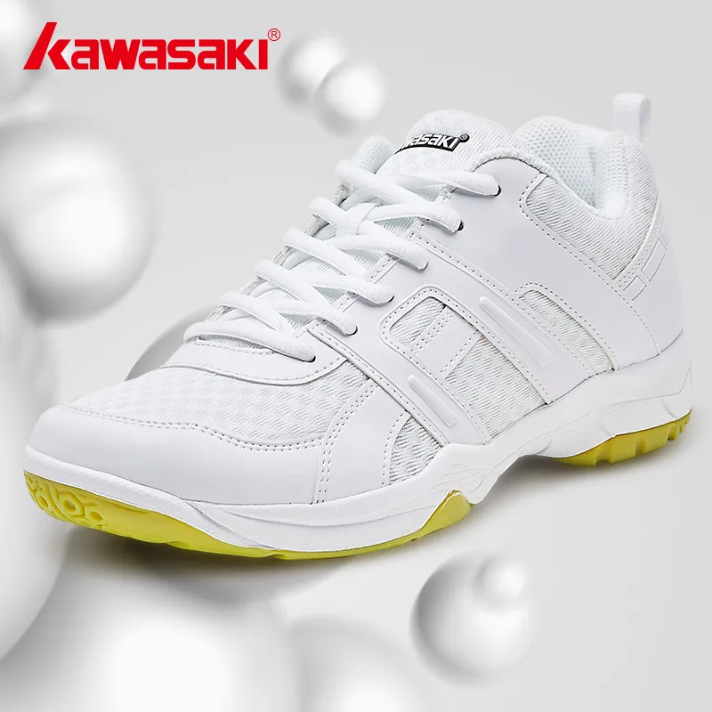 Kawasaki Anti Slip Wear Resistant Breathable Lightweight Coverage Low Top Badminton Shoes Unisex White Cyan-4
