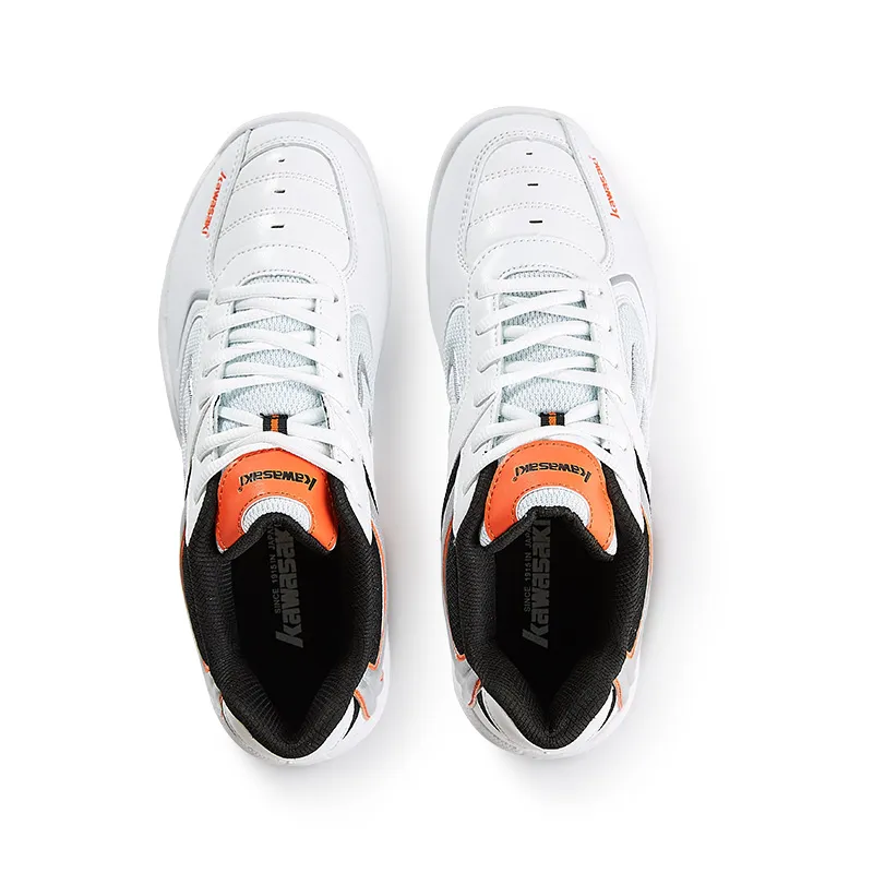 Kawasaki Cushioning, Wear Resistant Low Top Badminton Shoes Unisex White Orange-1