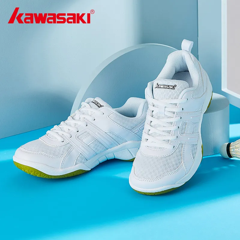 Kawasaki Anti Slip Wear Resistant Breathable Lightweight Coverage Low Top Badminton Shoes Unisex White Cyan-6