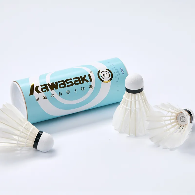 Kawasaki Training Series Small C Goose Feather Shuttlecock 3 Pack Goose Feather Big Board Goose Feather Shuttlecocks-0