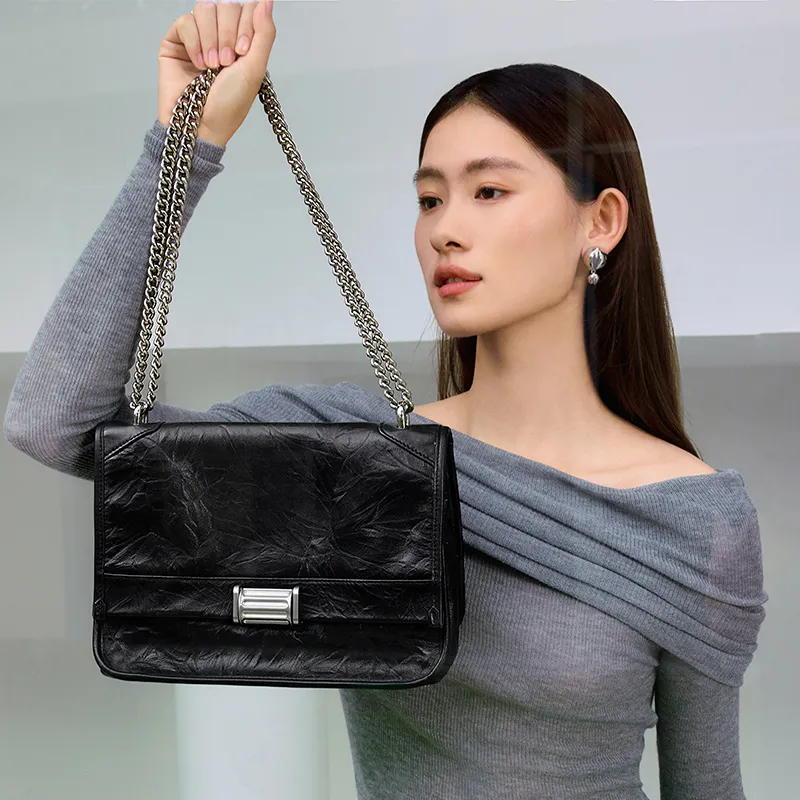 VALUNCICA EUROPHAM Cow Leather Tote Bag Casual Handbag Shoulder Bag Crossbody Bag Large Size Women's Black/Havana-2