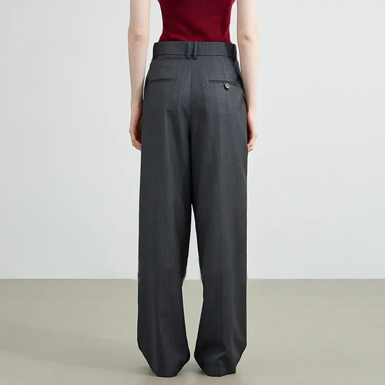 MOSIIMORII Casual Pants Women's Dark Gray Plaid-1