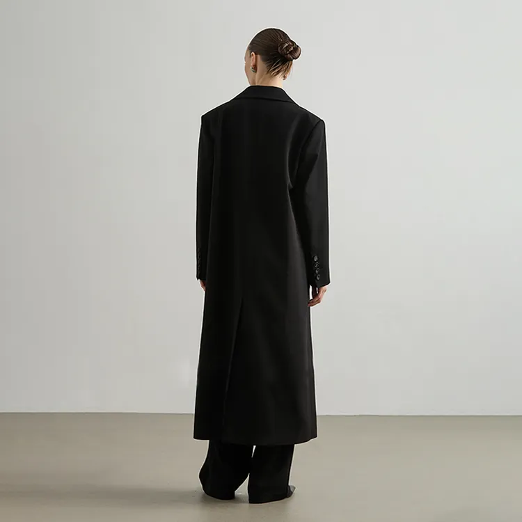 MOSIIMORII Trench Coat Women's Minimalist Black-3