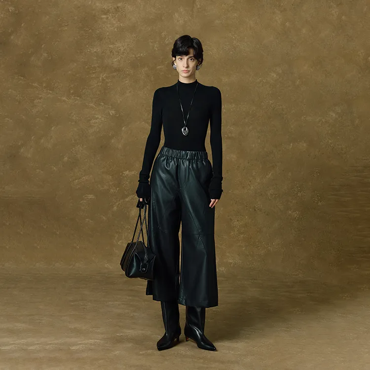 MOSIIMORII Leather Pants Women's Black-2