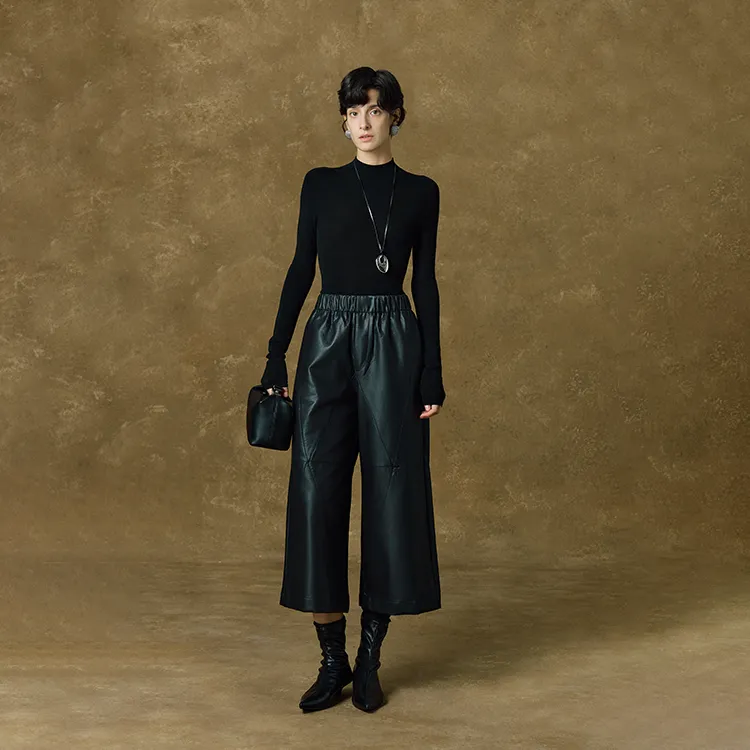 MOSIIMORII Leather Pants Women's Black-3