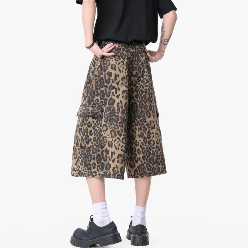 TBSM Denim Shorts Unisex Desert Leopard Print-4