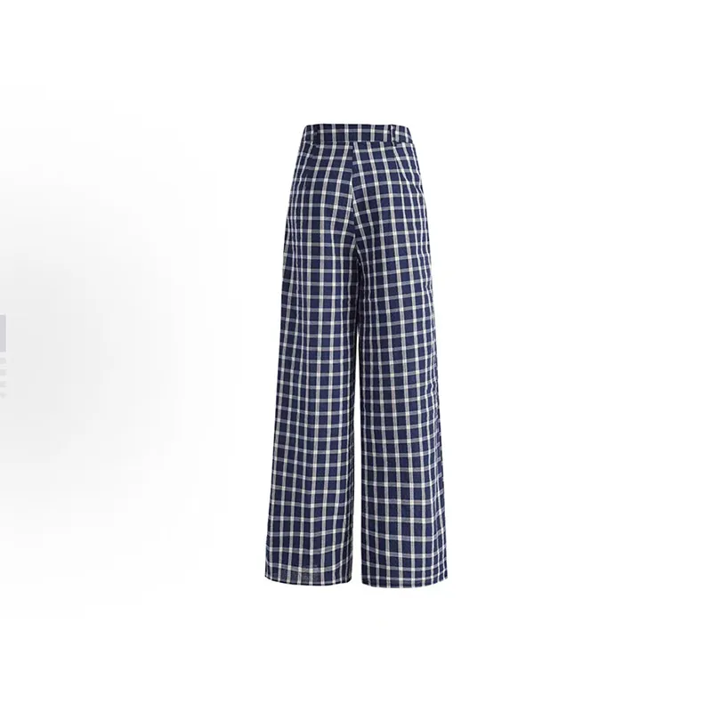 TBSM Casual Pants Unisex Blue White Plaid-1