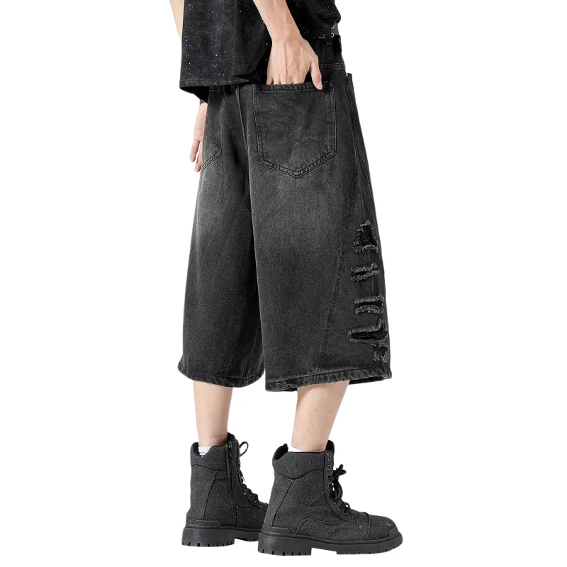 TBSM Denim Shorts Unisex Black Gray-1