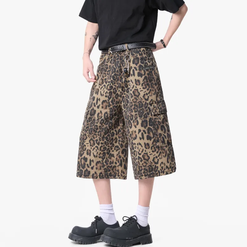 TBSM Denim Shorts Unisex Desert Leopard Print-3