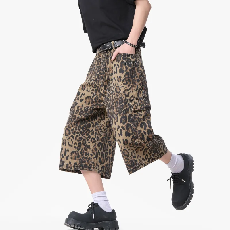 TBSM Denim Shorts Unisex Desert Leopard Print-6