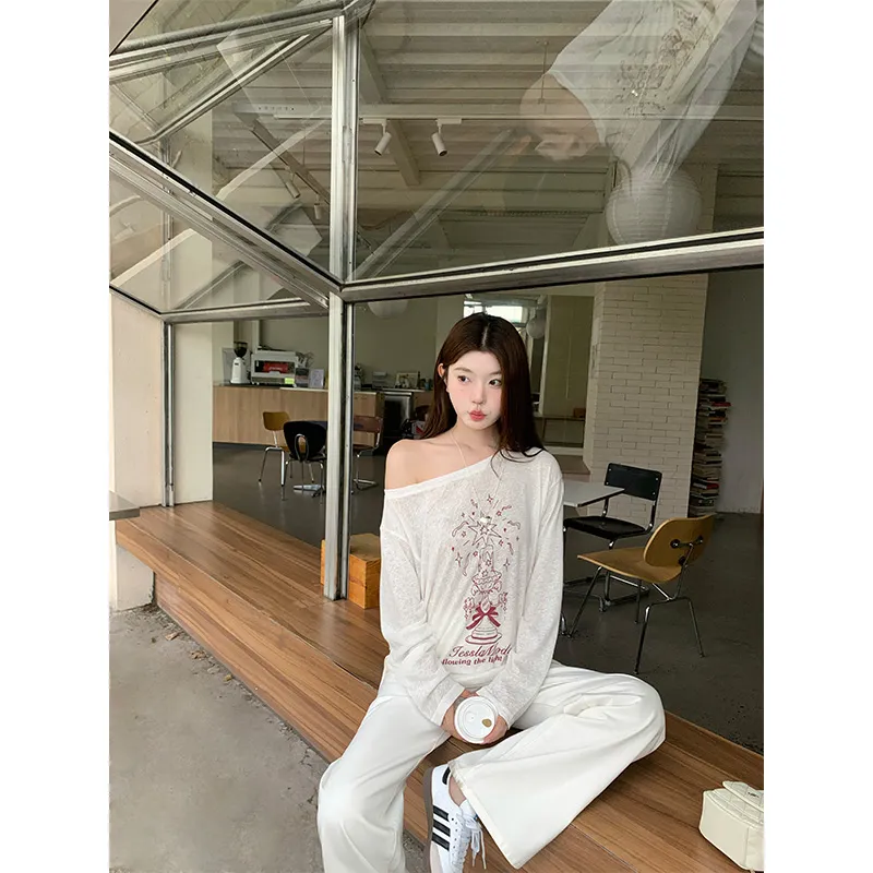 1ESS LA MODE Drop Shoulder Sleeve T Shirt Women's-2