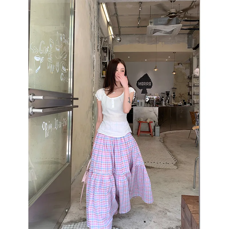 1ESS LA MODE Casual Long Skirt Women's-3