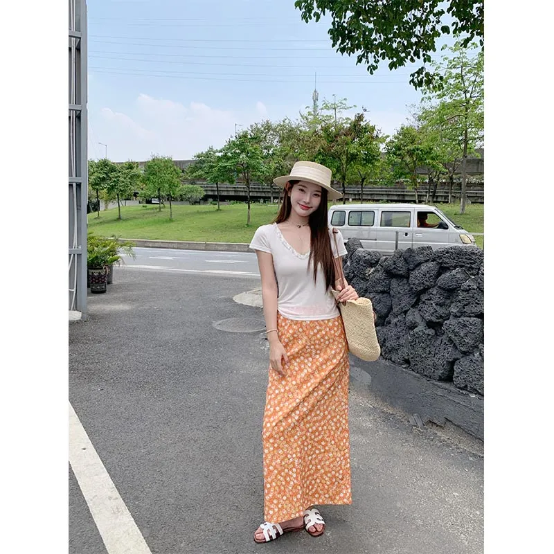 1ESS LA MODE Casual Long Skirt Women's-4