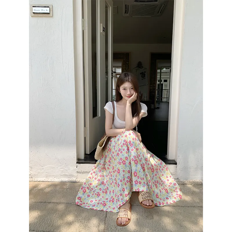 1ESS LA MODE Casual Long Skirt Women's-4