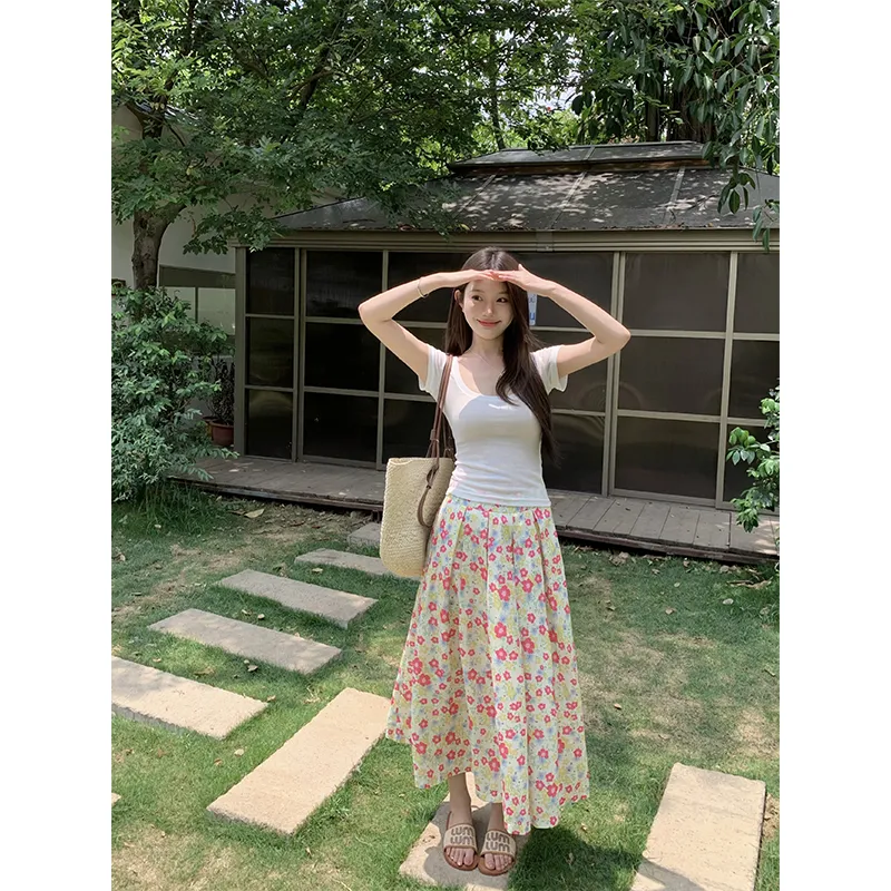 1ESS LA MODE Casual Long Skirt Women's-2