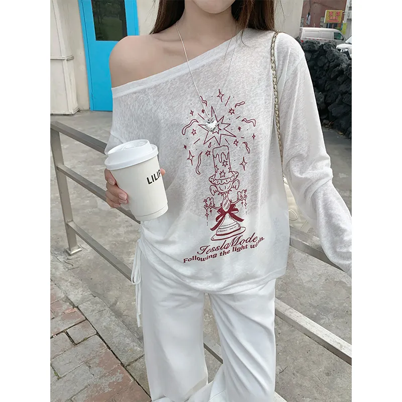 1ESS LA MODE Drop Shoulder Sleeve T Shirt Women's-4