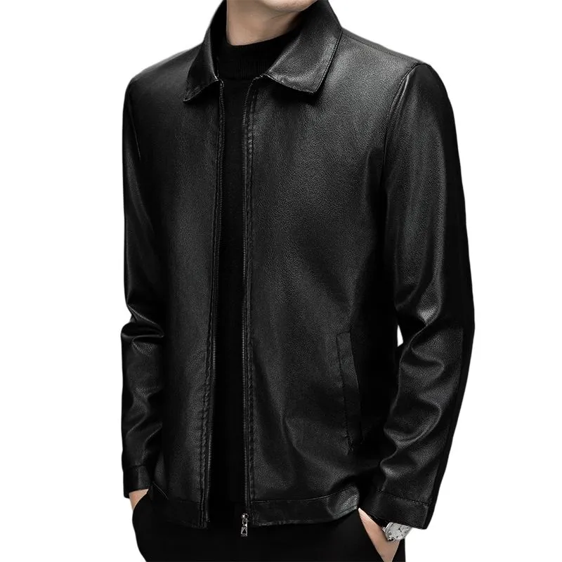 Fashion Leather Jacket Men's Classic Black-7