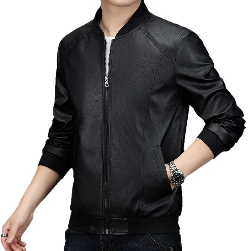 DABAISHA Leather Jacket Men's Black-2