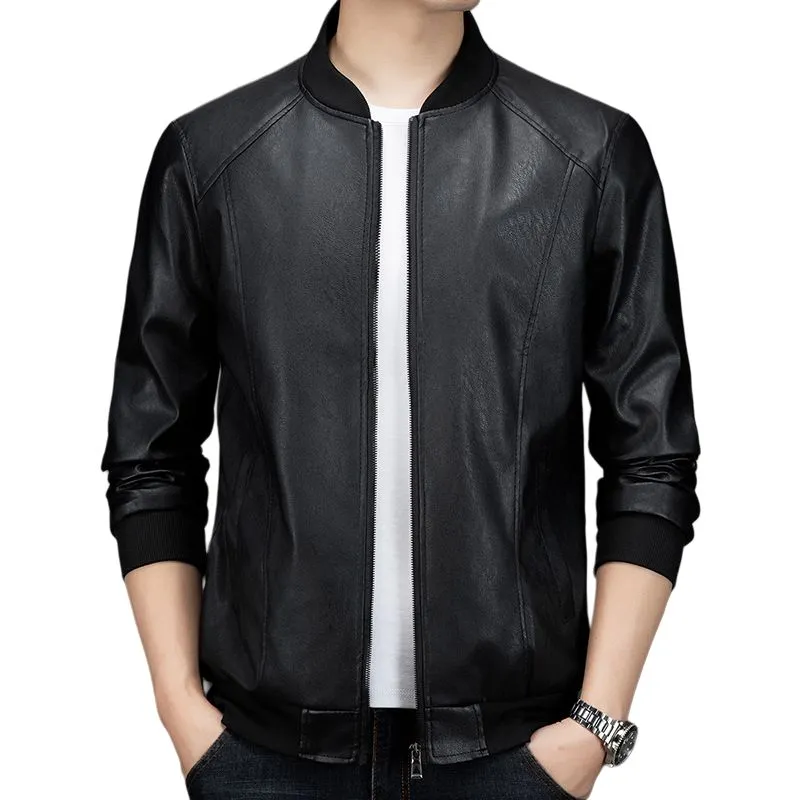 DABAISHA Leather Jacket Men's Black-1